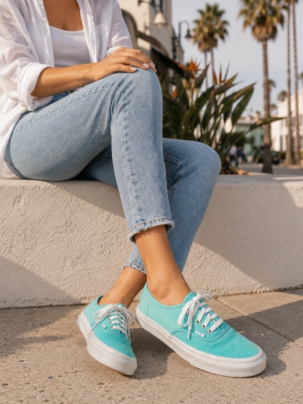Vans Authentic Sneakers – Aqua/Turquoise Ombré – Women's Size 6 – Excellent Cond